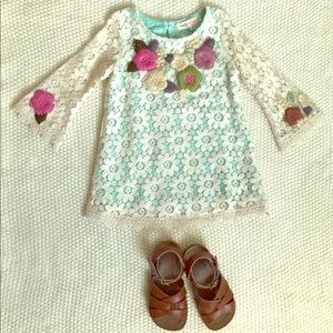 Baby Sara Flower Embroidered dress 12M NWT
